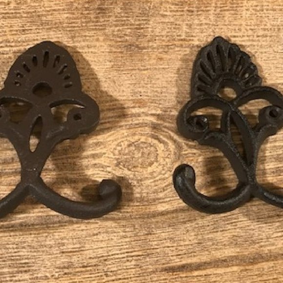 Two (2) Crown Double Cast Iron Wall Hook 4 3/4"tall x 4" wide Two (2) 10254 - Picture 4 of 16